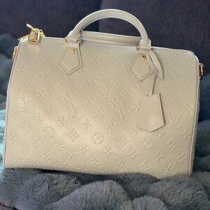 Gray Bucket Style Speedy 30 Size Tote - Multiple Straps Options